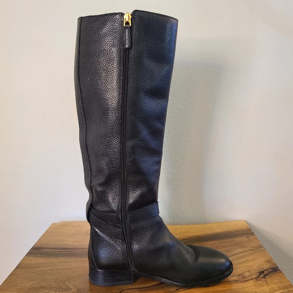 Tory Burch Brook Black Tumbled Leather Knee Boot - Picture 9 of 12